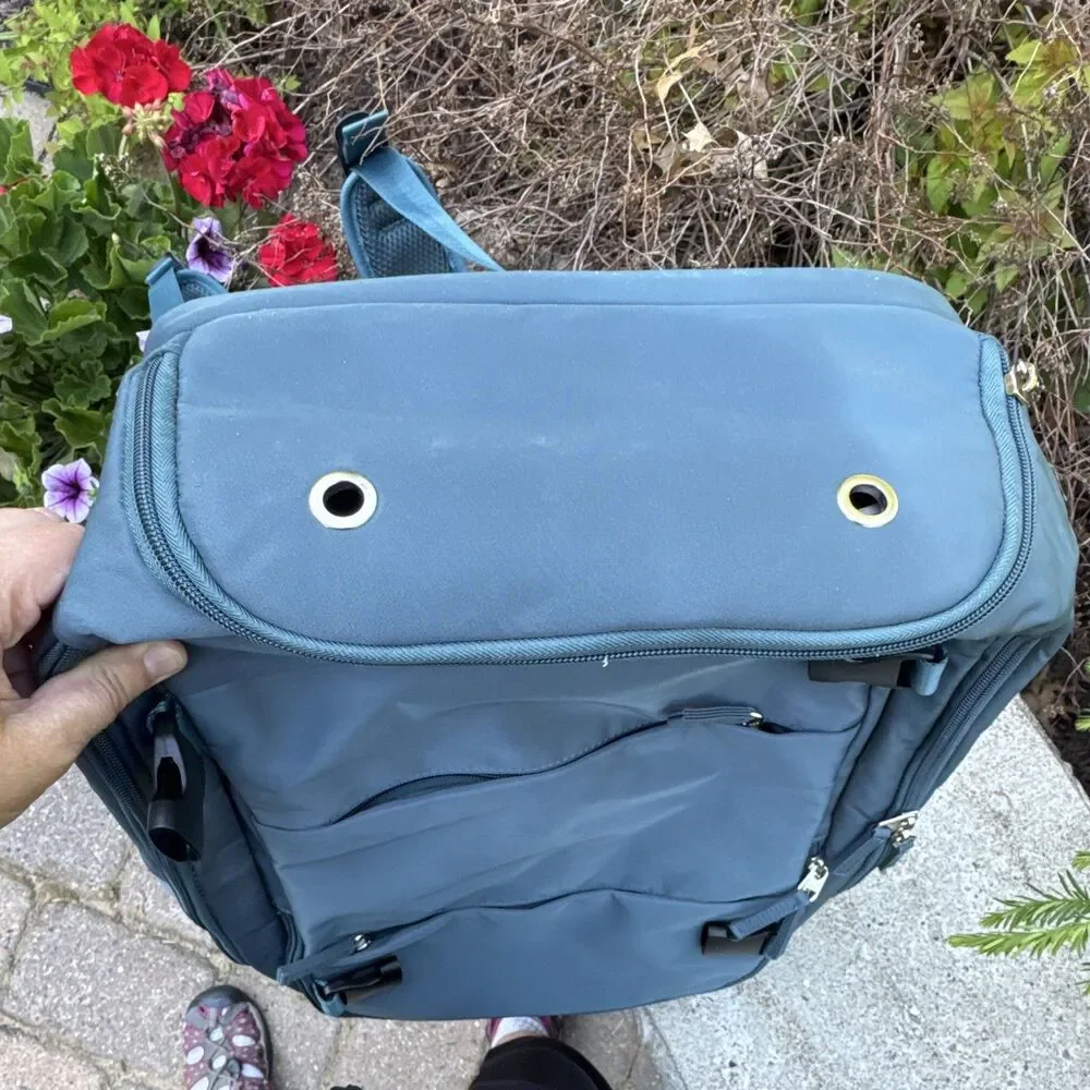 Padded Water Resistant USB Charging Port Blue Polyester Laptop Backpack 15